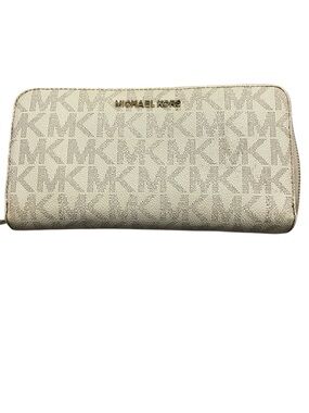 Michael Kors Metallic Gold MK Logo Zip Around Wallet